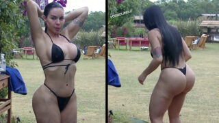 Tamires Assis en la granja  tomando un baño Caliente en bikini
